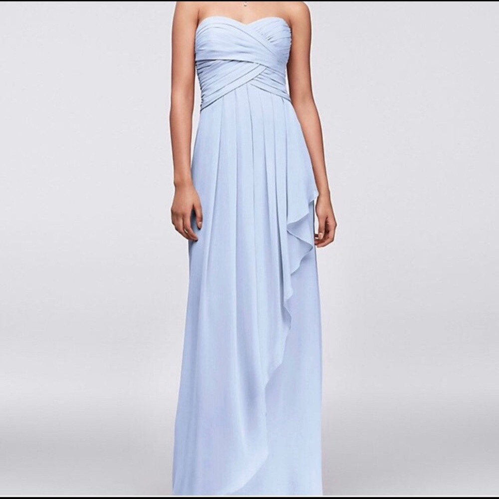 Ice Blue David’s Bridal Strapless Chiffon Dress